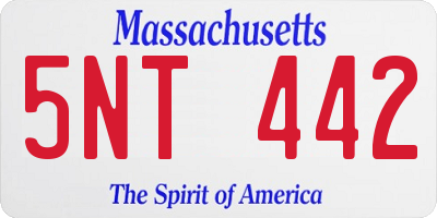 MA license plate 5NT442