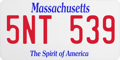 MA license plate 5NT539