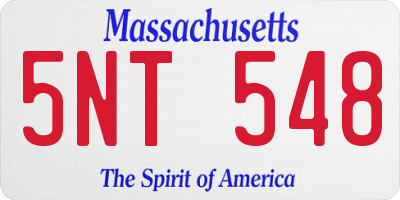 MA license plate 5NT548