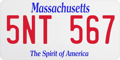 MA license plate 5NT567