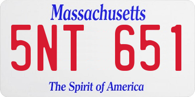 MA license plate 5NT651