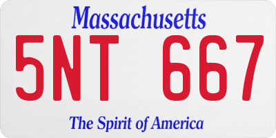 MA license plate 5NT667
