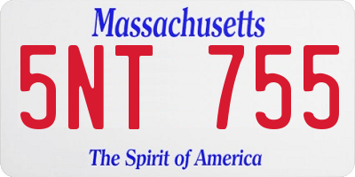 MA license plate 5NT755