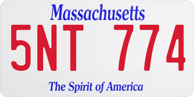 MA license plate 5NT774