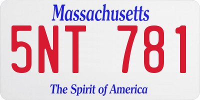MA license plate 5NT781