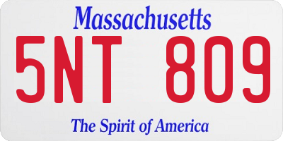 MA license plate 5NT809