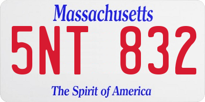 MA license plate 5NT832