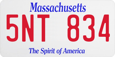 MA license plate 5NT834