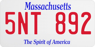 MA license plate 5NT892