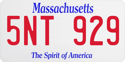 MA license plate 5NT929