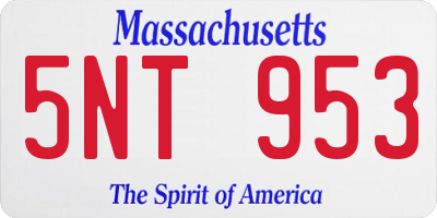 MA license plate 5NT953
