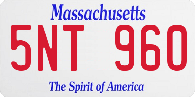 MA license plate 5NT960