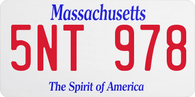 MA license plate 5NT978