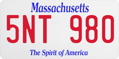 MA license plate 5NT980