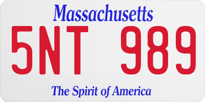 MA license plate 5NT989