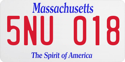MA license plate 5NU018
