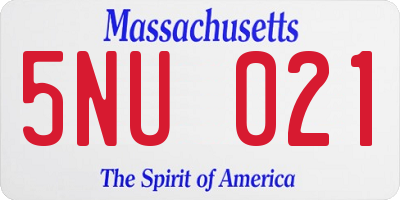 MA license plate 5NU021