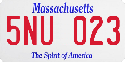 MA license plate 5NU023