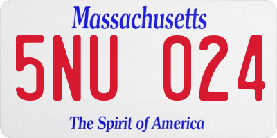 MA license plate 5NU024