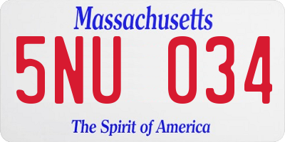 MA license plate 5NU034