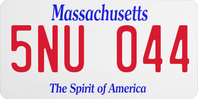 MA license plate 5NU044
