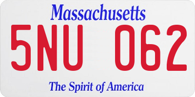 MA license plate 5NU062