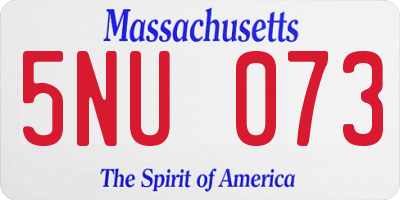 MA license plate 5NU073