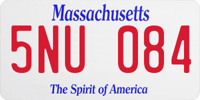 MA license plate 5NU084