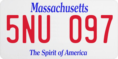MA license plate 5NU097