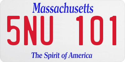 MA license plate 5NU101