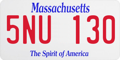 MA license plate 5NU130