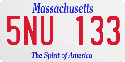 MA license plate 5NU133