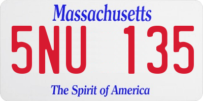 MA license plate 5NU135