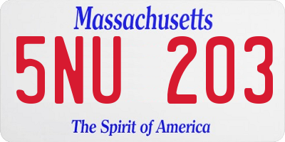 MA license plate 5NU203