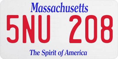 MA license plate 5NU208