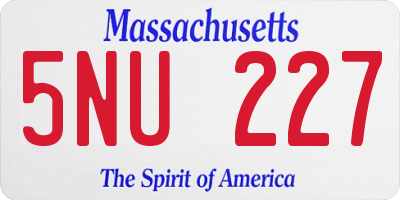 MA license plate 5NU227