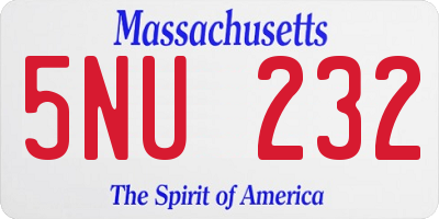 MA license plate 5NU232