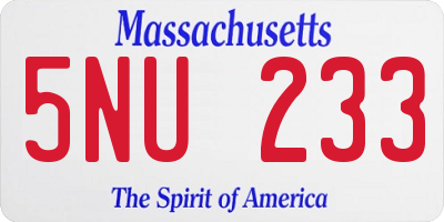 MA license plate 5NU233