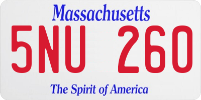 MA license plate 5NU260