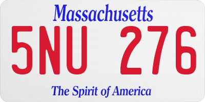 MA license plate 5NU276