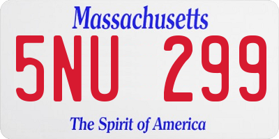 MA license plate 5NU299