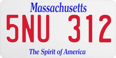 MA license plate 5NU312