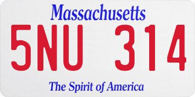 MA license plate 5NU314