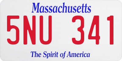 MA license plate 5NU341