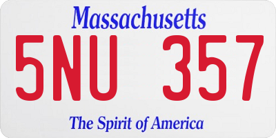 MA license plate 5NU357