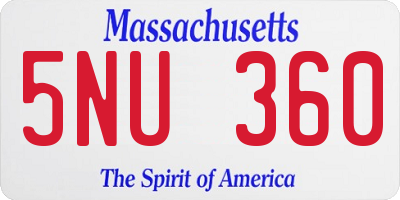 MA license plate 5NU360
