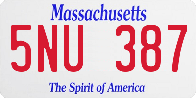 MA license plate 5NU387