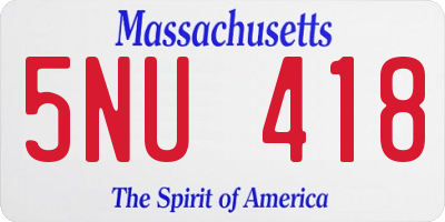 MA license plate 5NU418