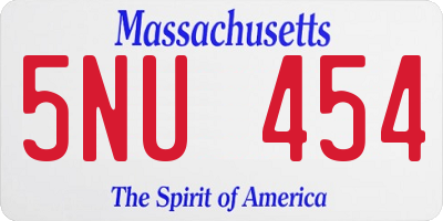 MA license plate 5NU454