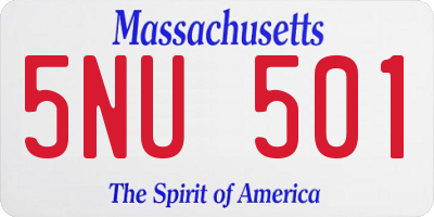 MA license plate 5NU501